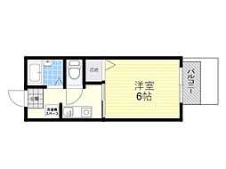 ゆかりハイツA棟 1Kの間取図画像