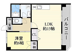 宏栄ハイツ 1LDKの間取図画像