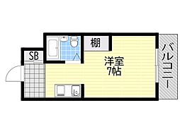 シャトー相川 ワンルームの間取図画像