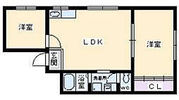 メゾン林 2LDKの間取図画像