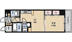 セントロイヤルクラブ新大阪 1DKの間取図画像