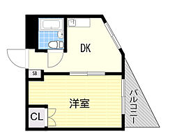 浜本ビル 1DKの間取図画像