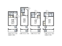 レオパレス佃 1Kの間取図画像