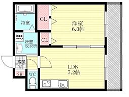パレス東洋小松館 1LDKの間取図画像