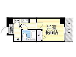 エスリード新大阪 1Kの間取図画像