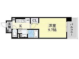ラルシェパルク新大阪 1Kの間取図画像