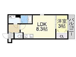 ジーメゾン姫島 1LDKの間取図画像