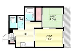 サンハイツ大阪屋 2DKの間取図画像