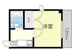 スリーデイズ新大阪 1Kの間取図画像