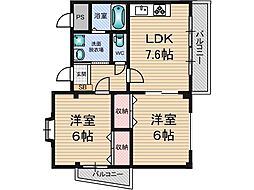 グレース藤田 2DKの間取図画像