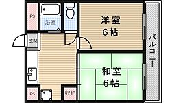 さくらハイツ 2LDKの間取図画像