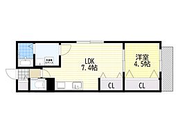 La famille K 新大阪 1LDKの間取図画像