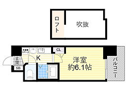エステムコート新大阪5ソレックス 1Kの間取図画像