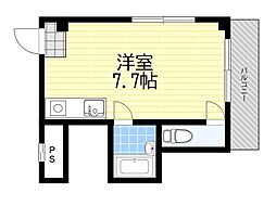 新大阪ハイツ ワンルームの間取図画像