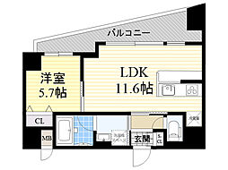 エステート御幣島 1LDKの間取図画像