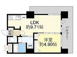 ノルデンタワー新大阪プレミアム 1LDKの間取図画像