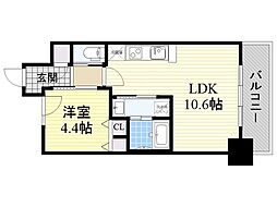 スプランディッド新大阪キャトル 1LDKの間取図画像
