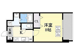 スプランディッド新大阪DUE 1Kの間取図画像