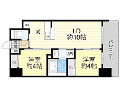 セレニテフラン新大阪 2LDKの間取図画像