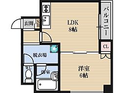 AuroraCourt北野 1LDKの間取図画像