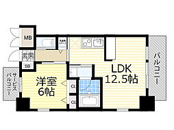 スプランディッド新大阪キャトル 1LDKの間取図画像