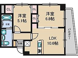 セレブコート木川 2LDKの間取図画像