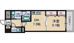 フィールドライト新大阪 1DKの間取図画像