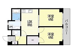 第2星栄ハイツ 2DKの間取図画像
