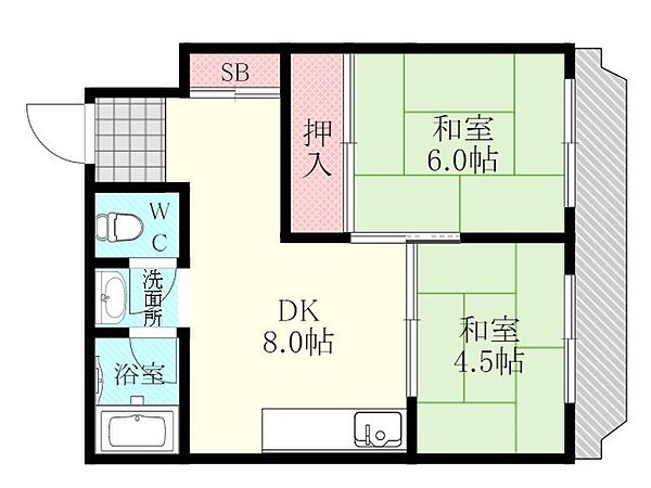 シャンボール淀川 ｜大阪府大阪市東淀川区豊里２丁目(賃貸マンション2DK・3階・40.00㎡)の写真 その2