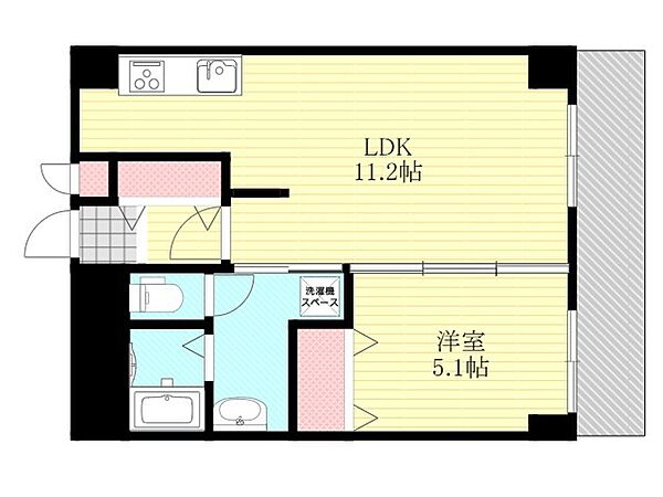 ドミニアムパレス東洋 ｜大阪府大阪市東淀川区小松１丁目(賃貸マンション1LDK・5階・45.00㎡)の写真 その2