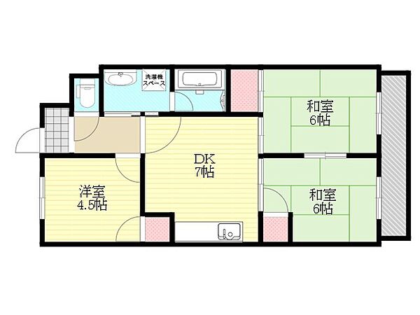 大阪府大阪市東淀川区豊里３丁目(賃貸マンション3DK・3階・54.50㎡)の写真 その2