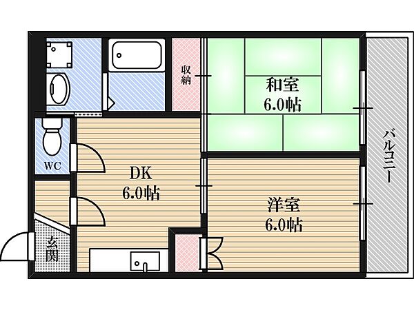 大阪府大阪市淀川区木川東４丁目(賃貸マンション2DK・2階・40.35㎡)の写真 その2