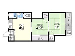 第二柳原マンション 1階2DKの間取り