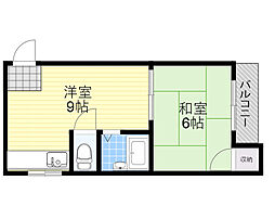 ライズワン下新庄 3階1LDKの間取り