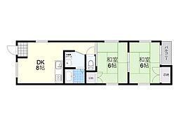 アートプラザ利倉西 3階2DKの間取り