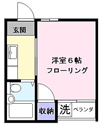 プレイス水平館 2階1Kの間取り