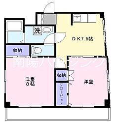 N-3ビル 3階2DKの間取り