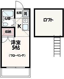 コーポシャトレ 1階ワンルームの間取り