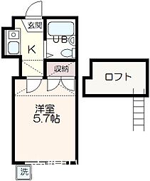 フェリス成城 2階1Kの間取り