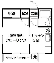 コーポクレイン 1階1Kの間取り