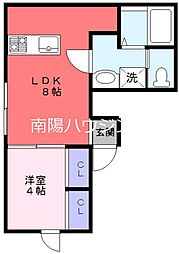 ラフィネ調布 2階1LDKの間取り