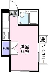 サンホワイト 2階ワンルームの間取り