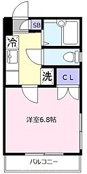 アステラス烏山 1階1Kの間取り