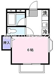 ウィング立花 1階1Kの間取り