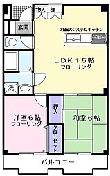 パレスフリージア 2LDKの間取図画像