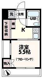 ピア駒沢 1Kの間取図画像