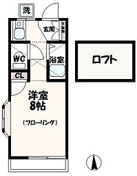ハイツポストサイド ワンルームの間取図画像