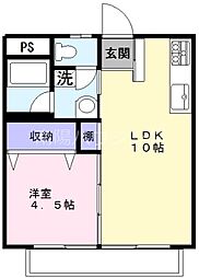 アズミハイツ 1LDKの間取図画像