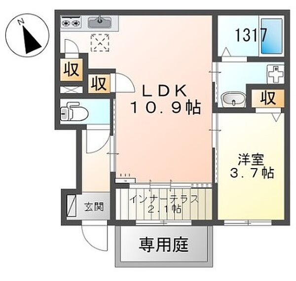 コントレイル糸引 102｜兵庫県姫路市継(賃貸アパート1LDK・1階・40.83㎡)の写真 その2