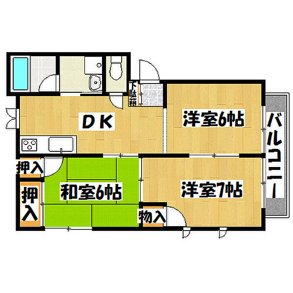 ファミール青山台 102｜兵庫県神戸市垂水区青山台3丁目(賃貸アパート3DK・1階・52.28㎡)の写真 その2